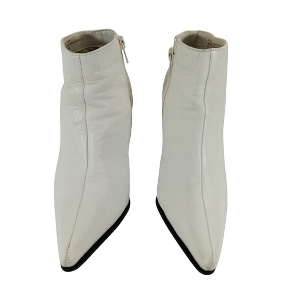 COLIN STUART! CREAM GENUINE LEATHER CENTER SEAM POINTY TOE ANKLE BOOTS! SZ 5.5M - Picture 2 of 8